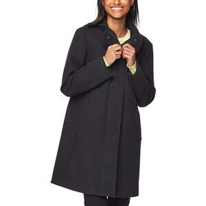 Cole Haan Winter Wool Blend Coat Long Sleeve Slit Back PeaCoat Black Size Medium